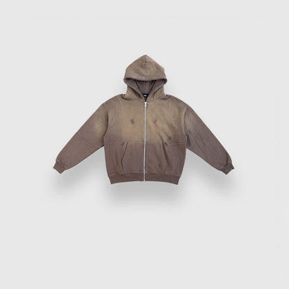 Mocha Sun fade Distress Oversized Hoodie