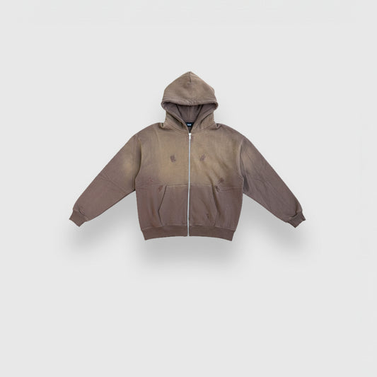 Mocha Sun fade Distress Oversized Hoodie