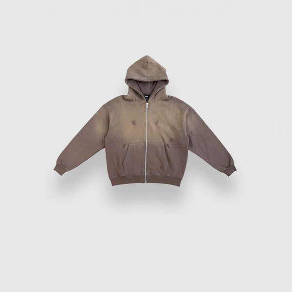 Mocha Sun fade Distress Oversized Hoodie