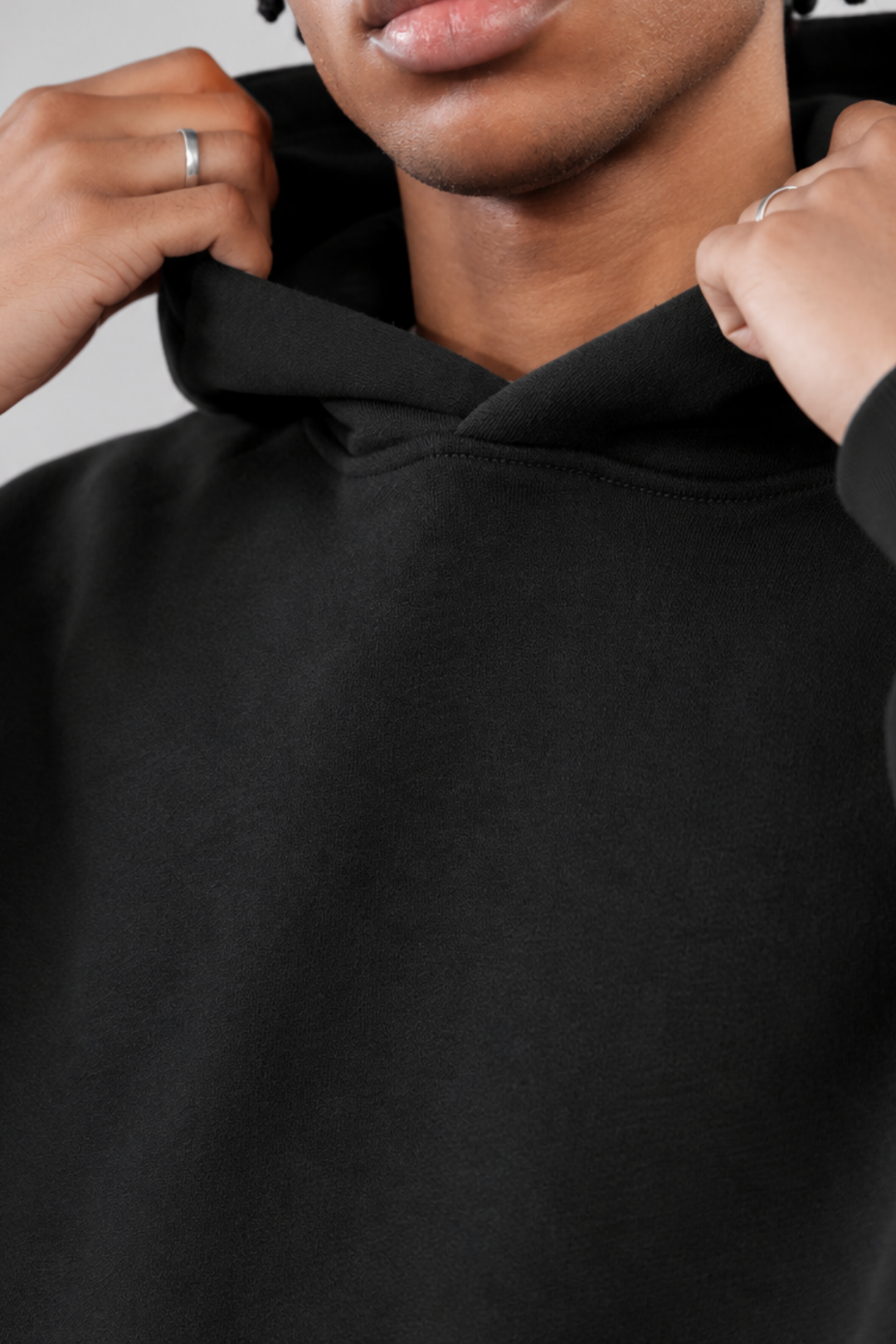 Drop Shoulder Hoodie Black