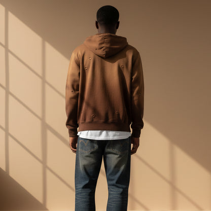Mocha Sun fade Distress Oversized Hoodie