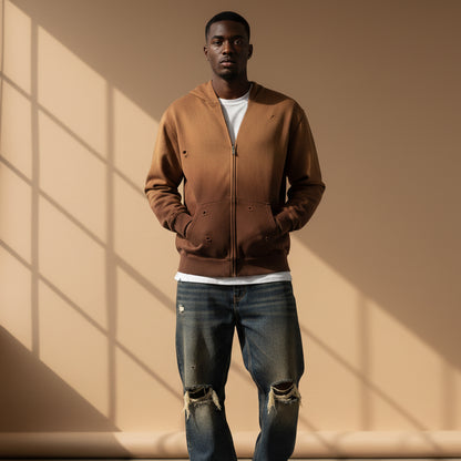 Mocha Sun fade Distress Oversized Hoodie