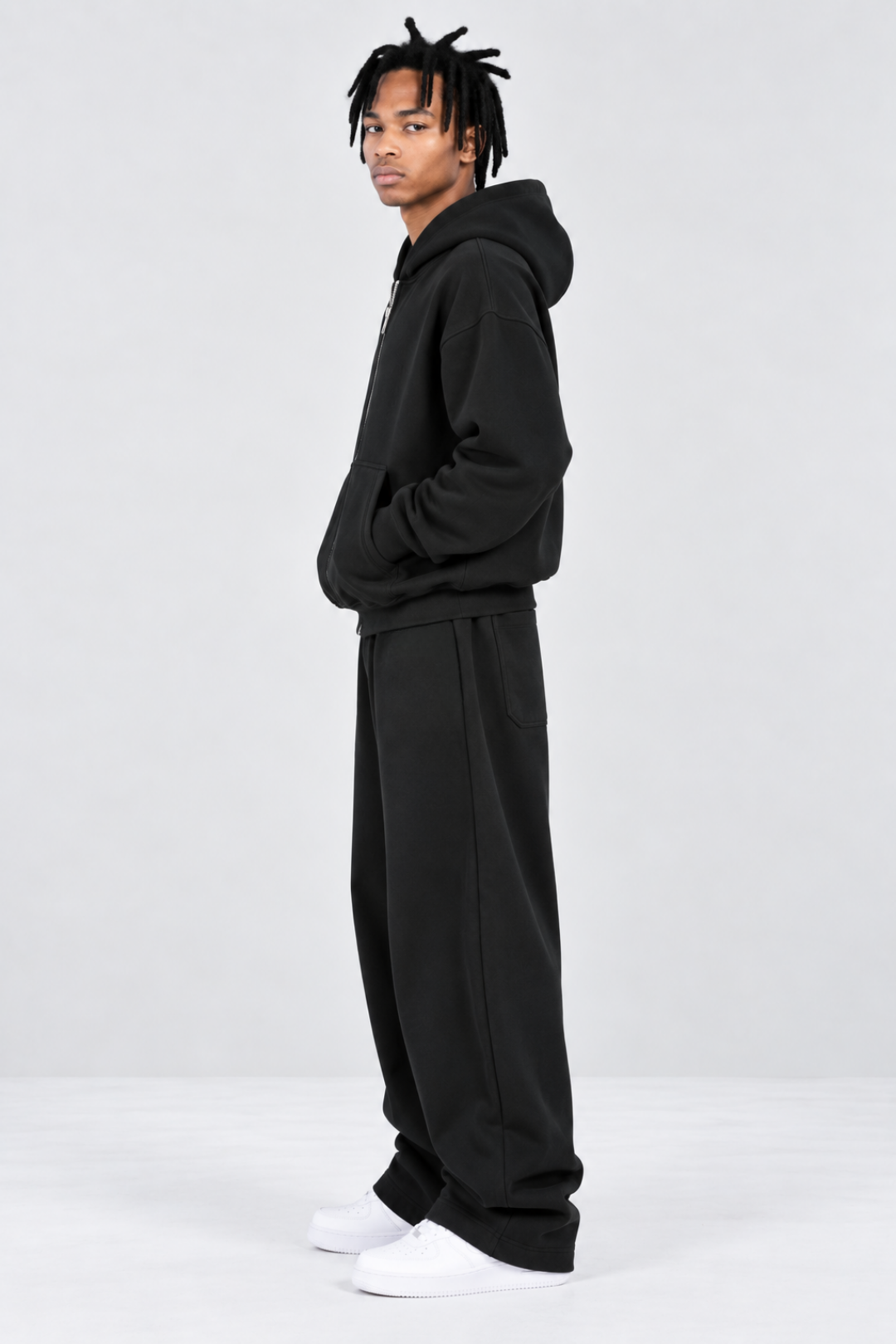 Double-Zip Hoodie Black