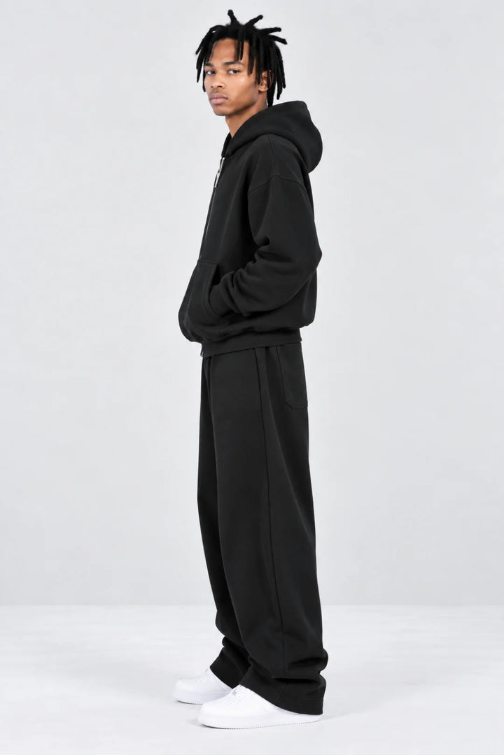 Double-Zip Hoodie Black