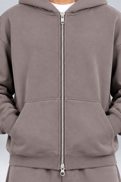 Double-Zip Hoodie Smoky Quartz