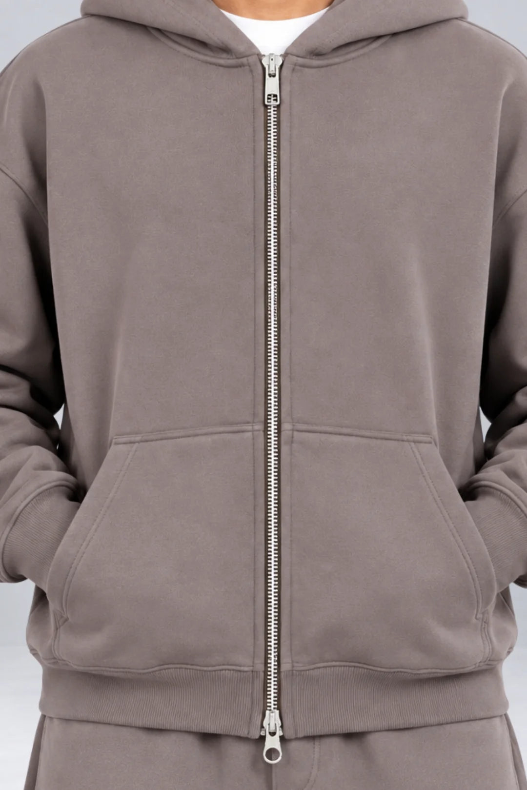Double-Zip Hoodie Smoky Quartz