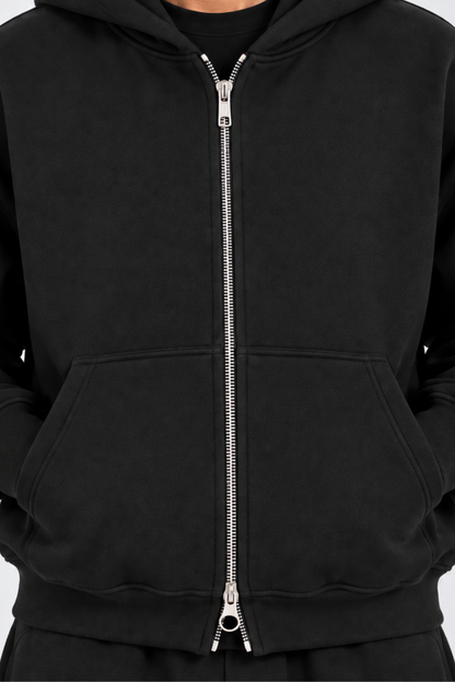 Double-Zip Hoodie Black
