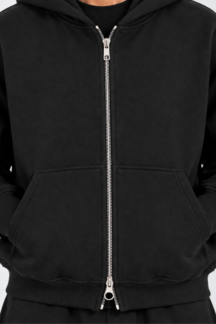 Double-Zip Hoodie Black