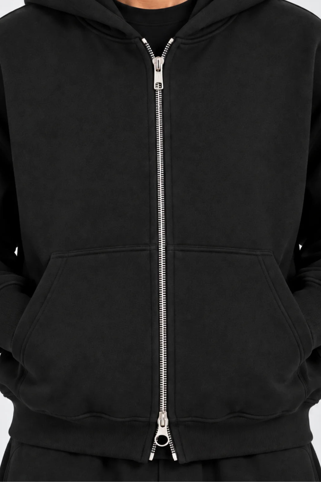 Double-Zip Hoodie Black